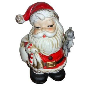 HOMCO Vintage Christmas Santa Claus Ceramic Coin Bank 5407